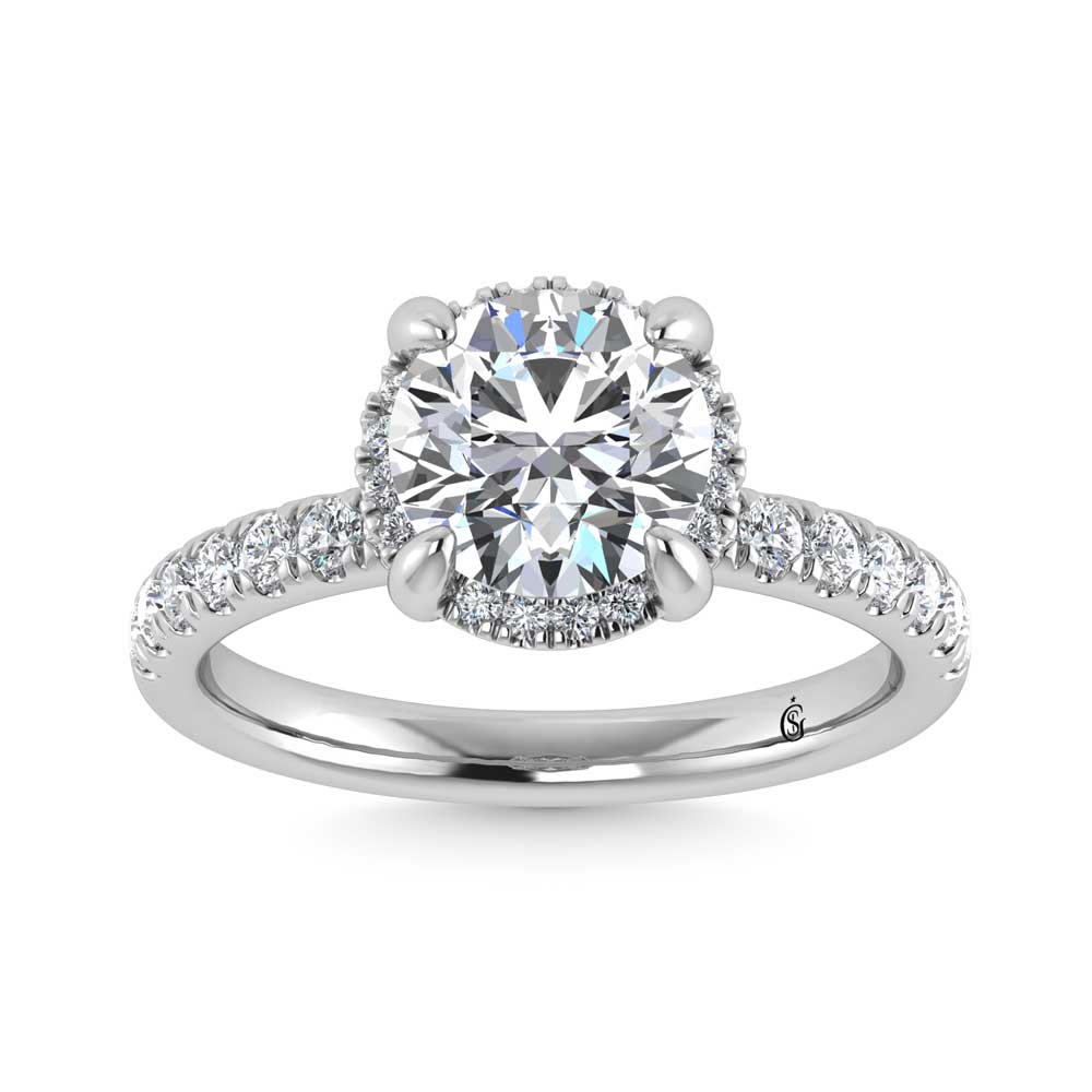 14K White Gold Lab Grown Diamond 2 1/2 Ct.Tw. Round Shape Engagement Ring (IGI Certified Center 2ct)
