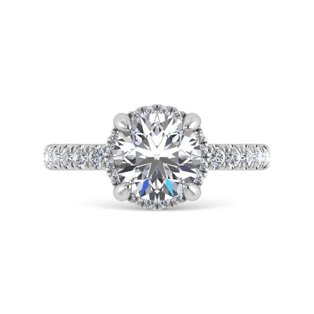 14K White Gold Lab Grown Diamond 2 1/2 Ct.Tw. Round Shape Engagement Ring (IGI Certified Center 2ct)