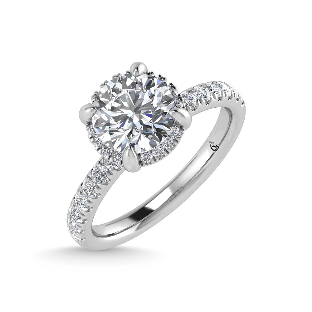 14K White Gold Lab Grown Diamond 2 1/2 Ct.Tw. Round Shape Engagement Ring (IGI Certified Center 2ct)