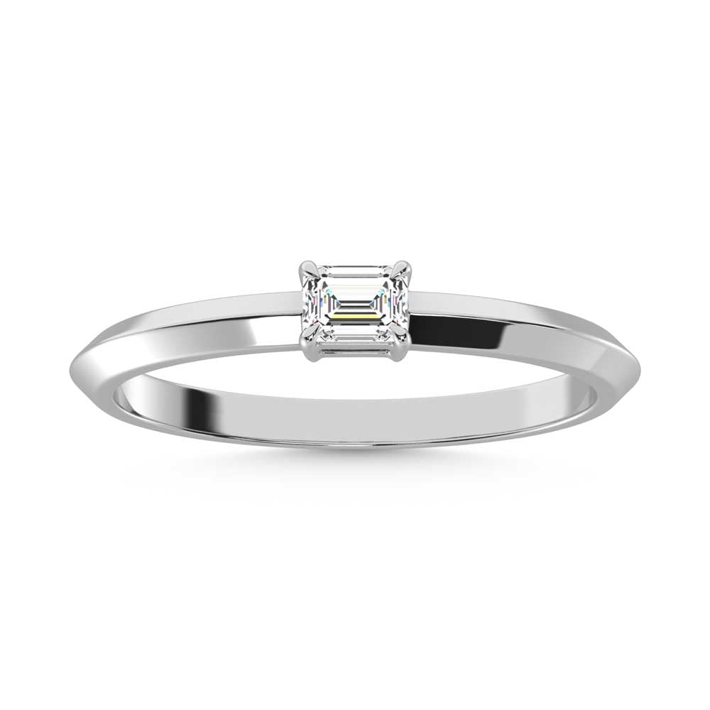 14K White Gold Lab Grown Diamond 1/4 Ct.Tw. Emerald Shape Promise Ring
