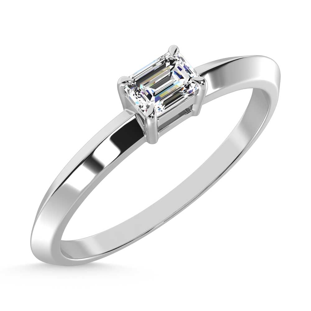 14K White Gold Lab Grown Diamond 1/4 Ct.Tw. Emerald Shape Promise Ring