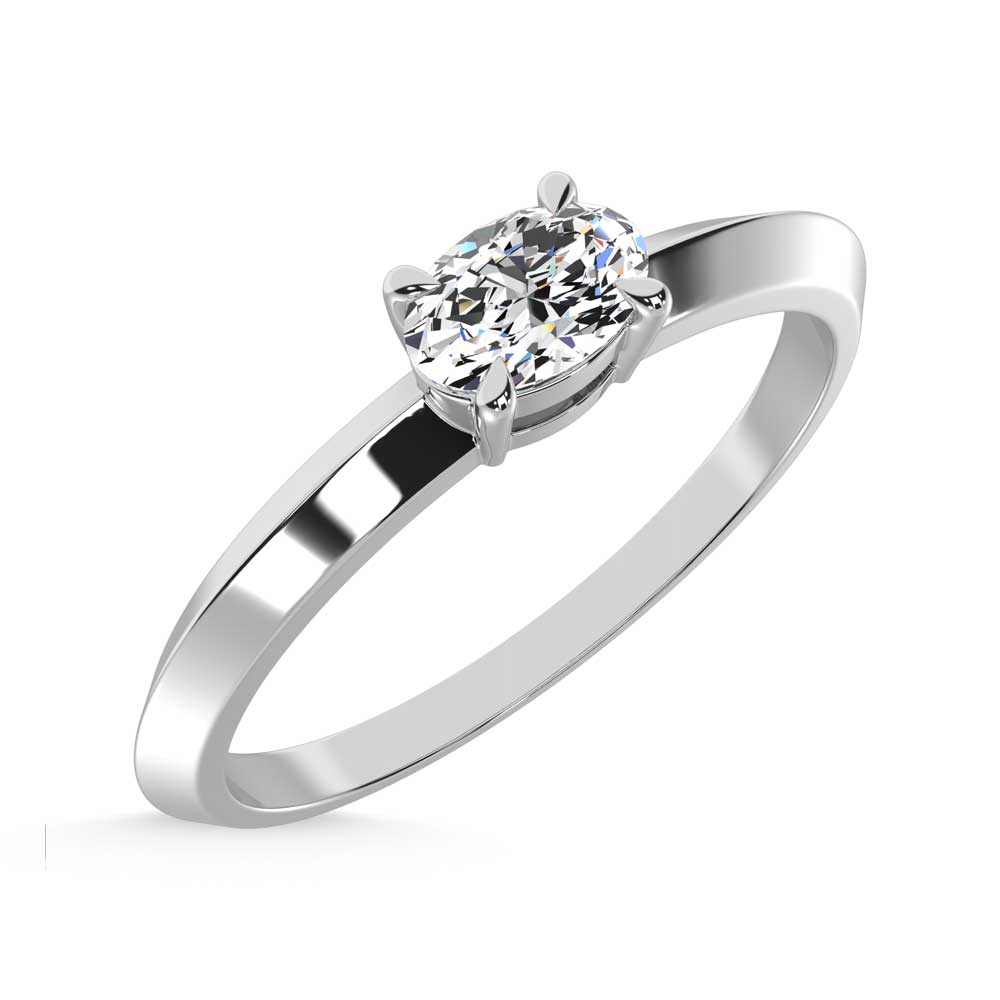 14K White Gold Lab Grown Diamond 1/4 Ct.Tw. Oval Shape Promise Ring