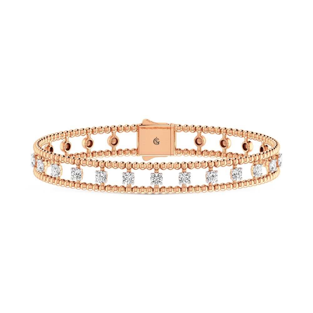 14K Rose Gold Lab Grown Yellow and White Diamond 1 1/3 Ct.Tw Flexi Bangle