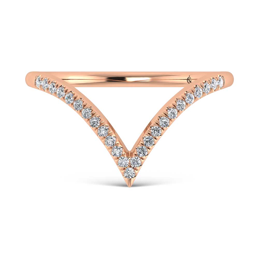 10K Rose Gold Lab Grown Diamond 1/8 Ct.Tw. Chevron Band