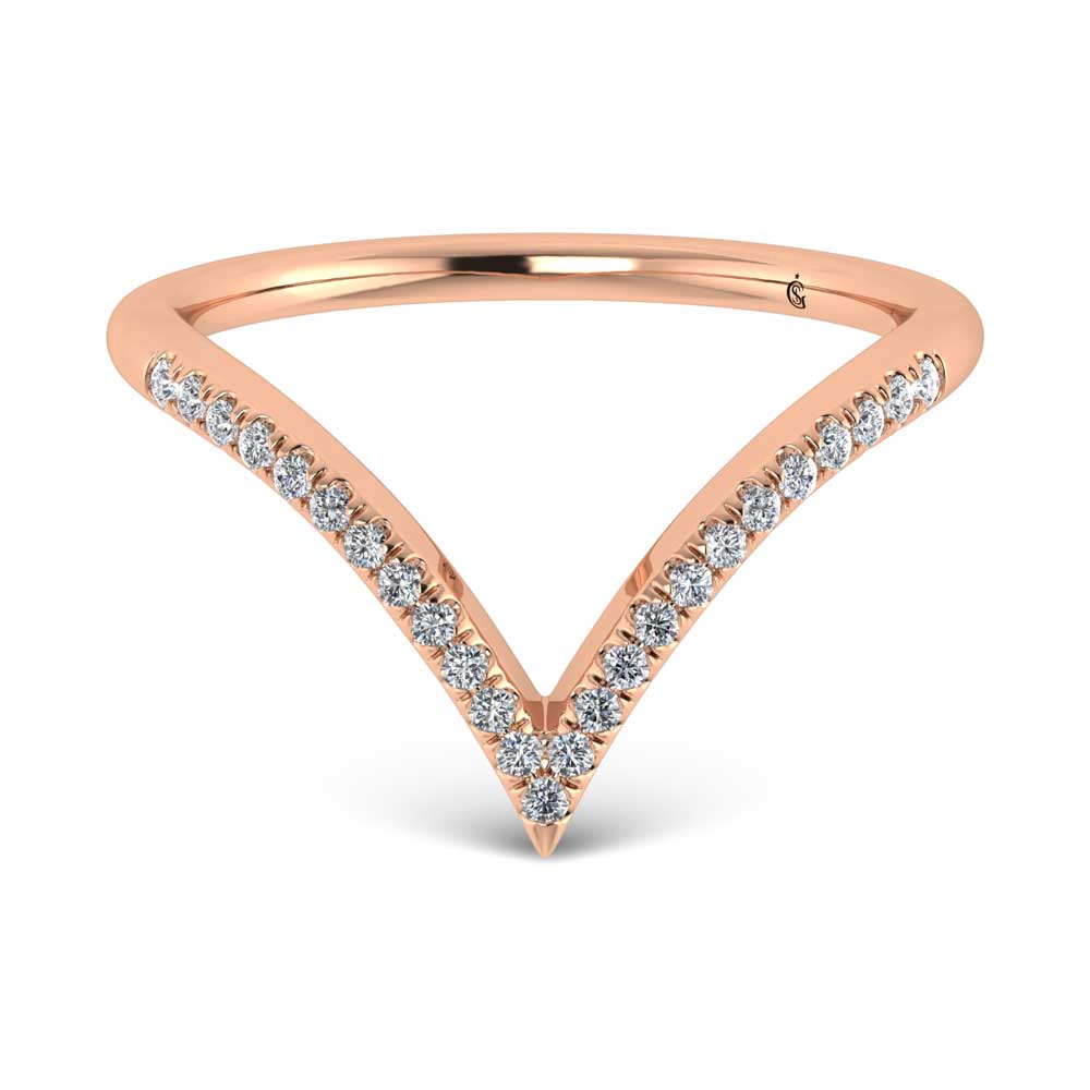 10K Rose Gold Lab Grown Diamond 1/8 Ct.Tw. Chevron Band
