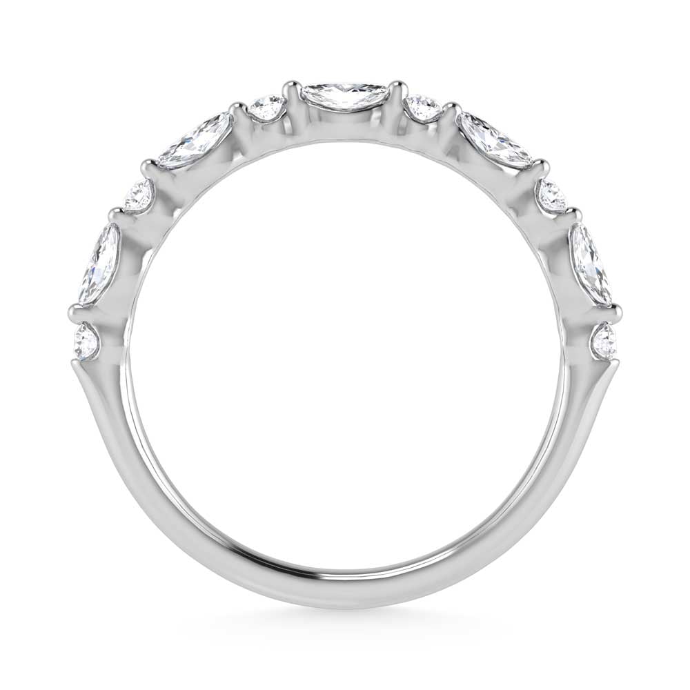 14K White Gold Lab Grown Diamond 1/4 Ct.Tw. Marquise and Round Stackable Band