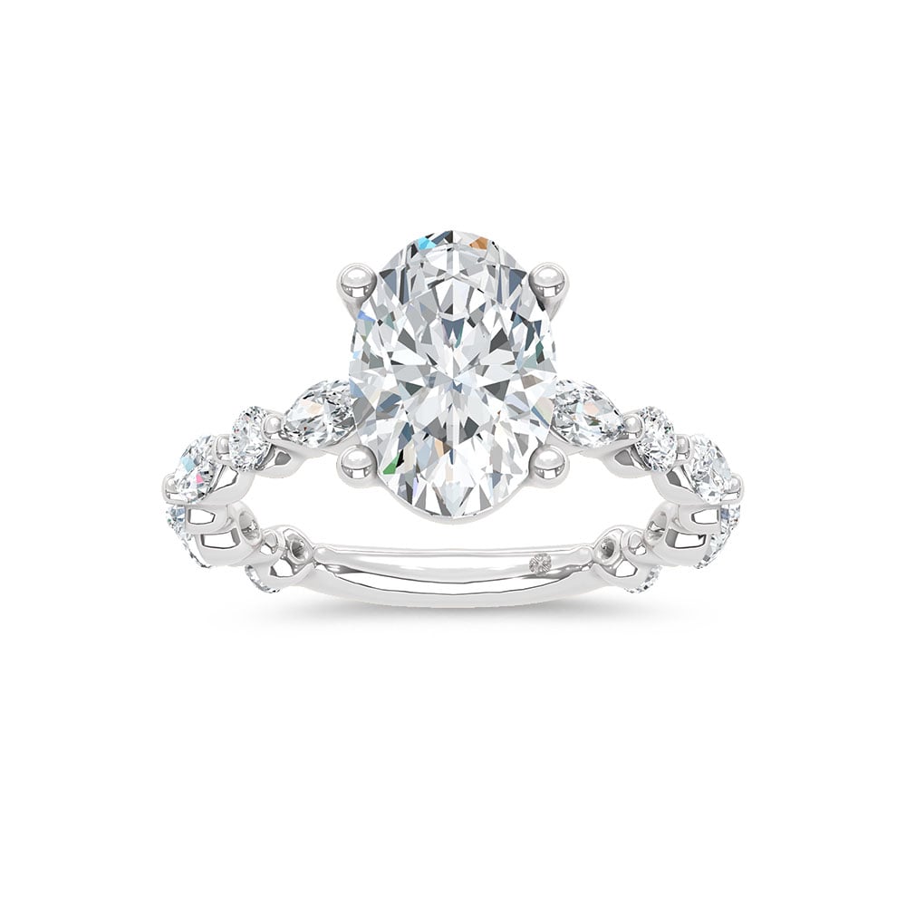 14K White Gold Lab Grown Diamond 4 Ct.Tw. Oval Shape Engagement Ring (Center 3 Ctw)