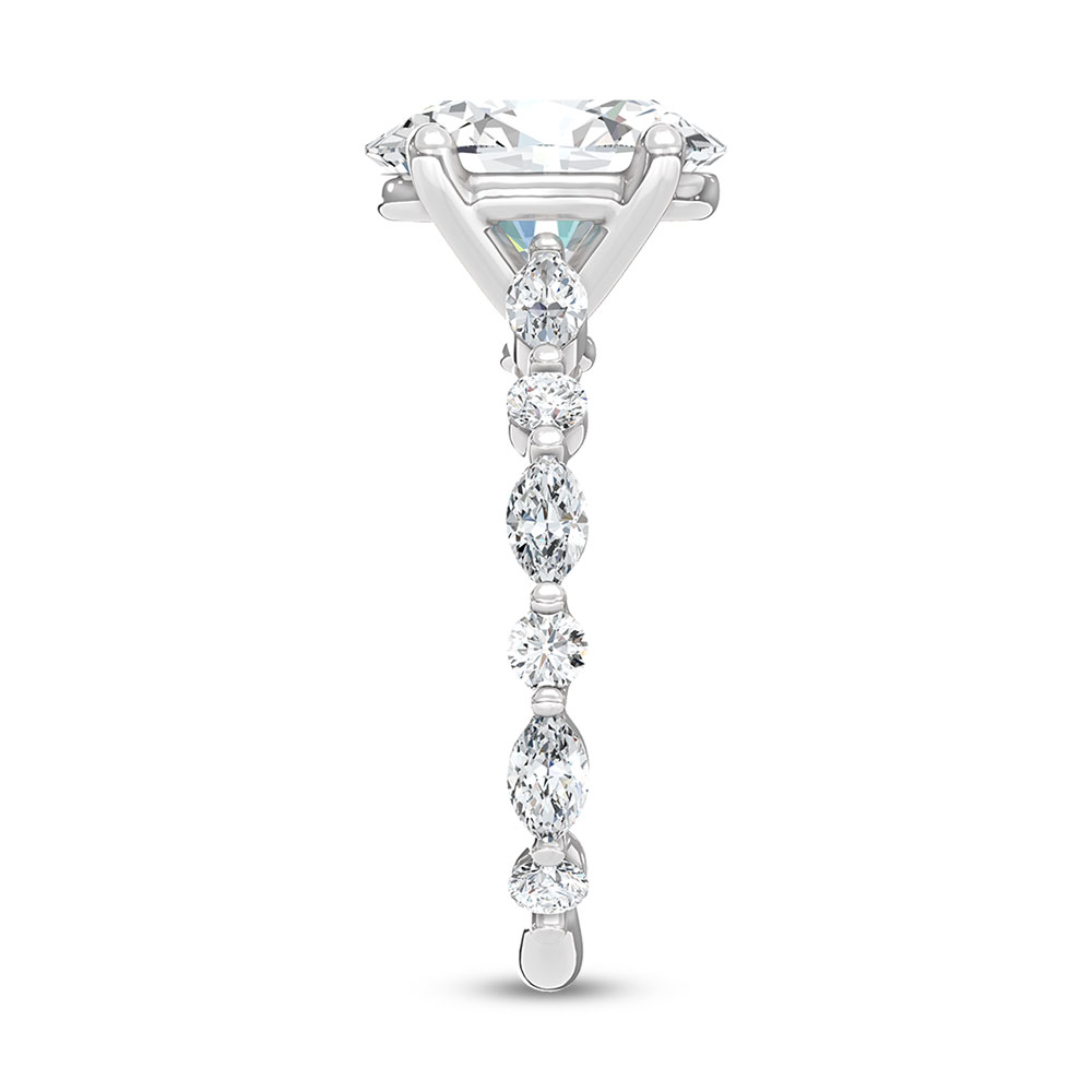 14K White Gold Lab Grown Diamond 4 Ct.Tw. Oval Shape Engagement Ring (Center 3 Ctw)