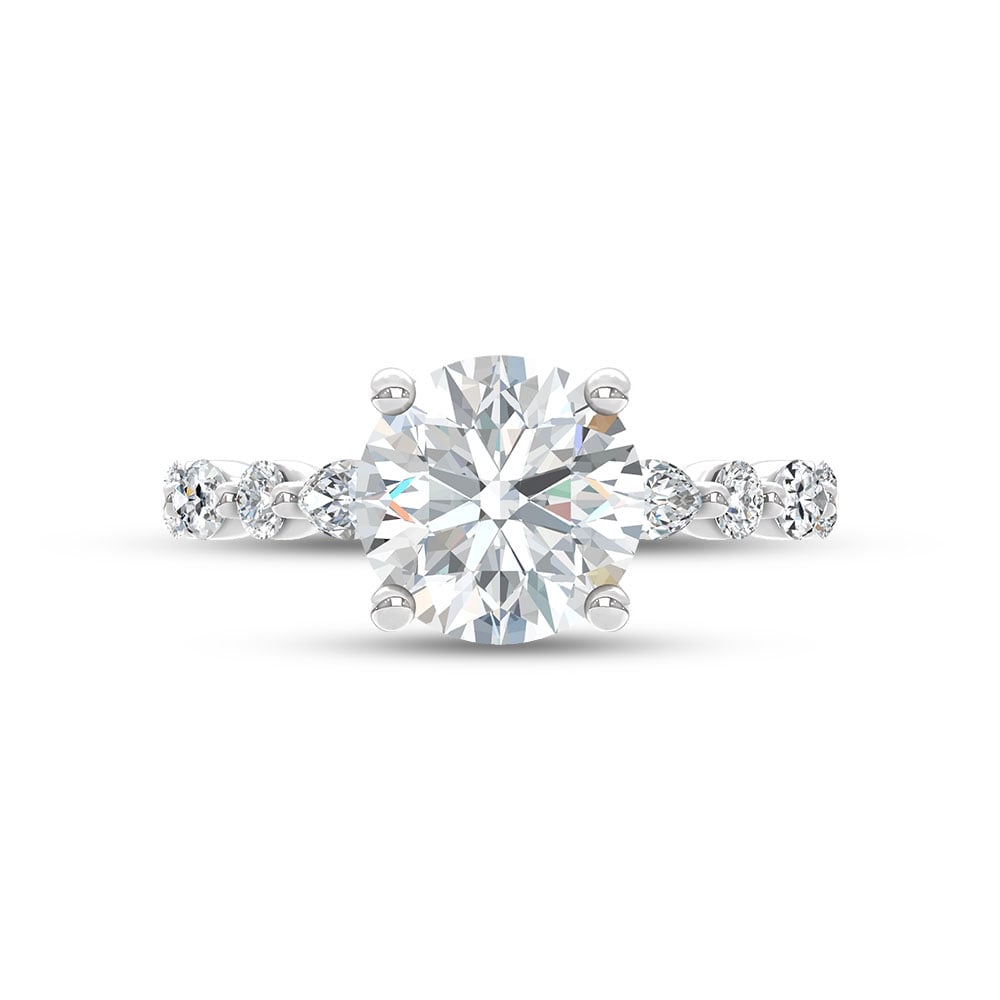 14K White Gold Lab Grown Diamond 5 7/8 Ct.Tw. Round Shape Engagement Ring (Center 5 Ctw)