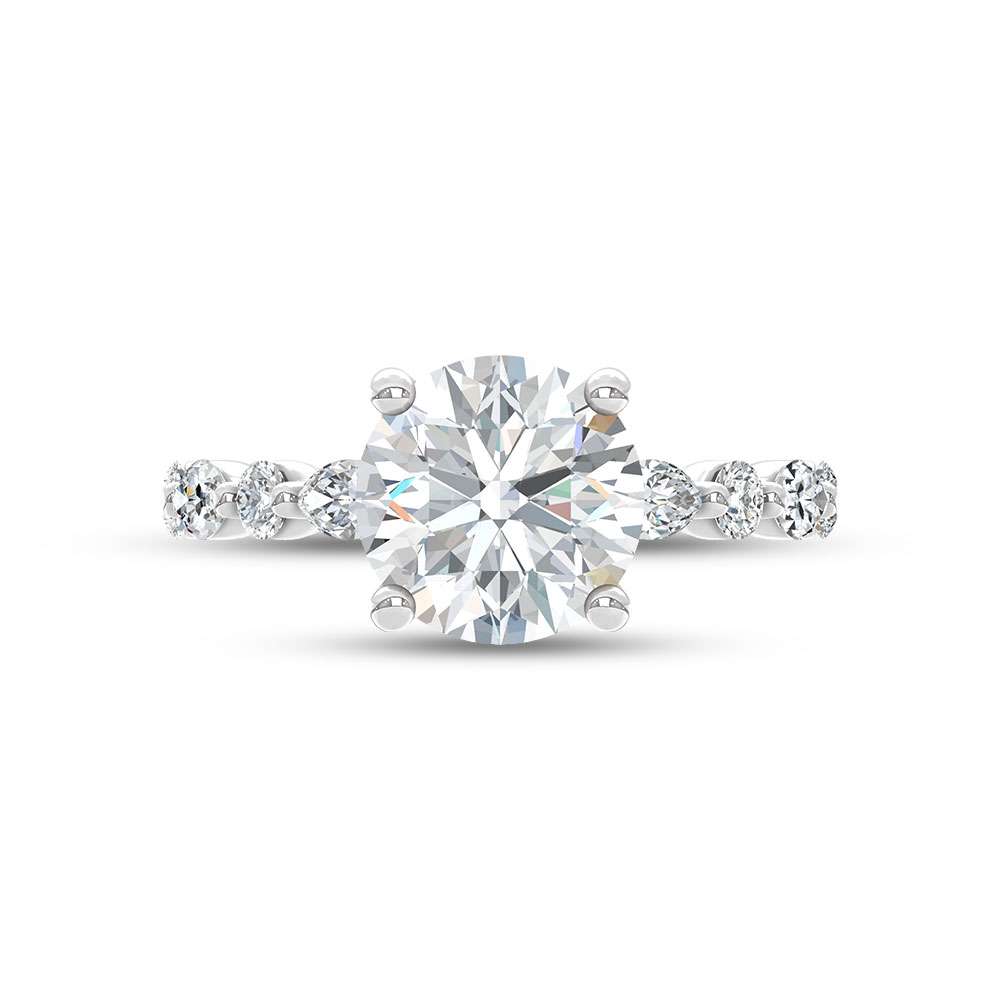 14K White Gold Lab Grown Diamond 4 Ct.Tw. Round Shape Engagement Ring (Center 3 Ctw)