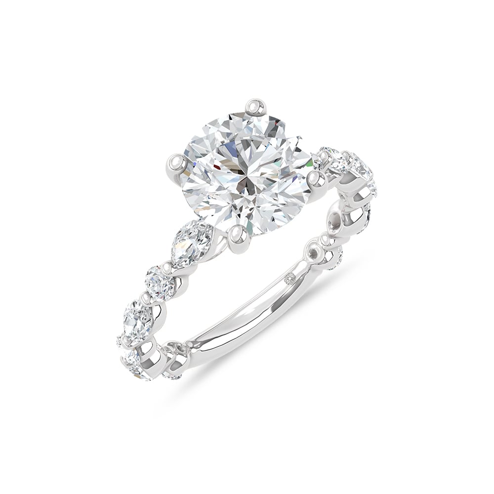 14K White Gold Lab Grown Diamond 5 7/8 Ct.Tw. Round Shape Engagement Ring (Center 5 Ctw)