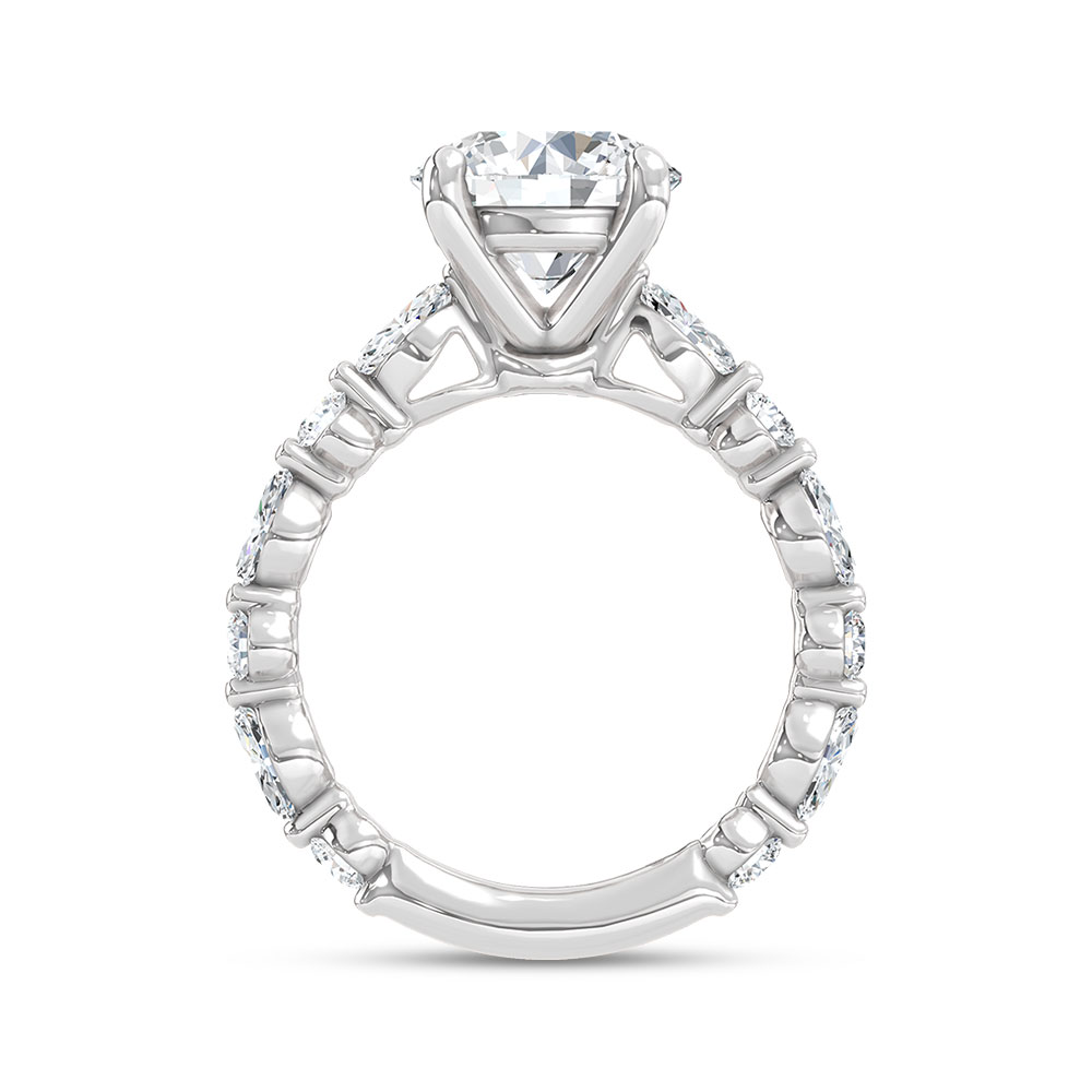 14K White Gold Lab Grown Diamond 4 Ct.Tw. Round Shape Engagement Ring (Center 3 Ctw)
