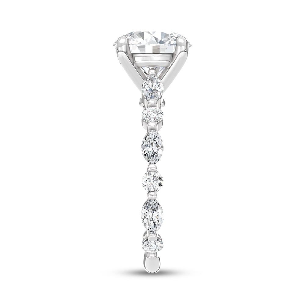 14K White Gold Lab Grown Diamond 4 Ct.Tw. Round Shape Engagement Ring (Center 3 Ctw)