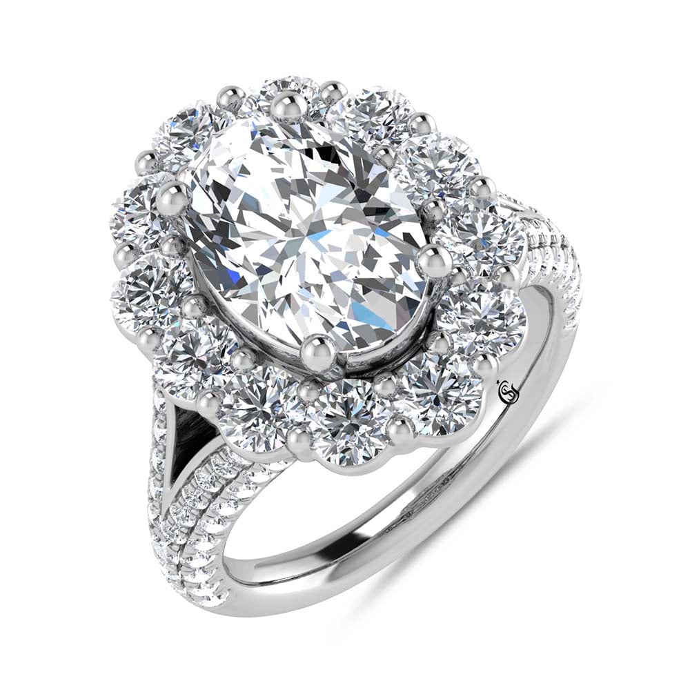 14K White Gold Lab Grown Diamond 6 3/4 Ct.Tw. Engagement Ring