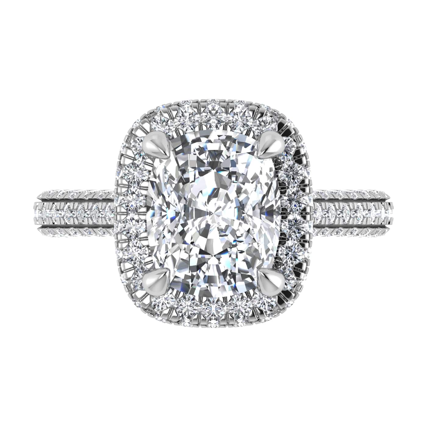 14K White Gold Lab Grown Diamond 5 1/5 Ct.Tw. Elongated Cushion Engagement Ring