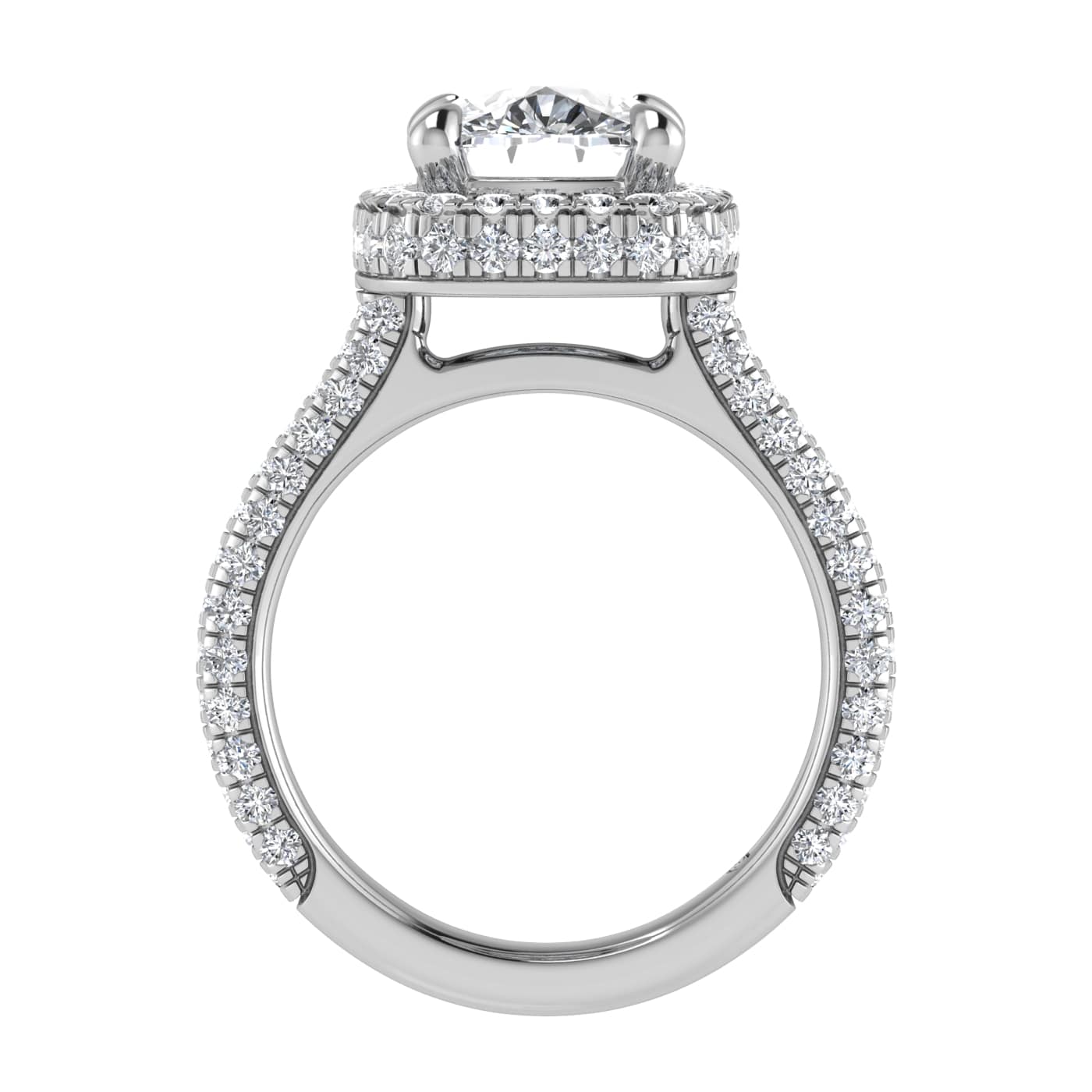 14K White Gold Lab Grown Diamond 5 1/5 Ct.Tw. Elongated Cushion Engagement Ring