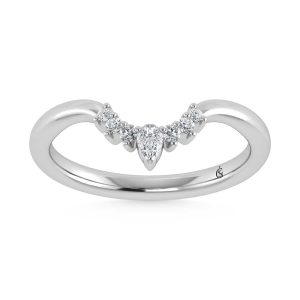 14K White Gold Lab Grown Diamond 1/10 Ct.Tw. Chevron Band
