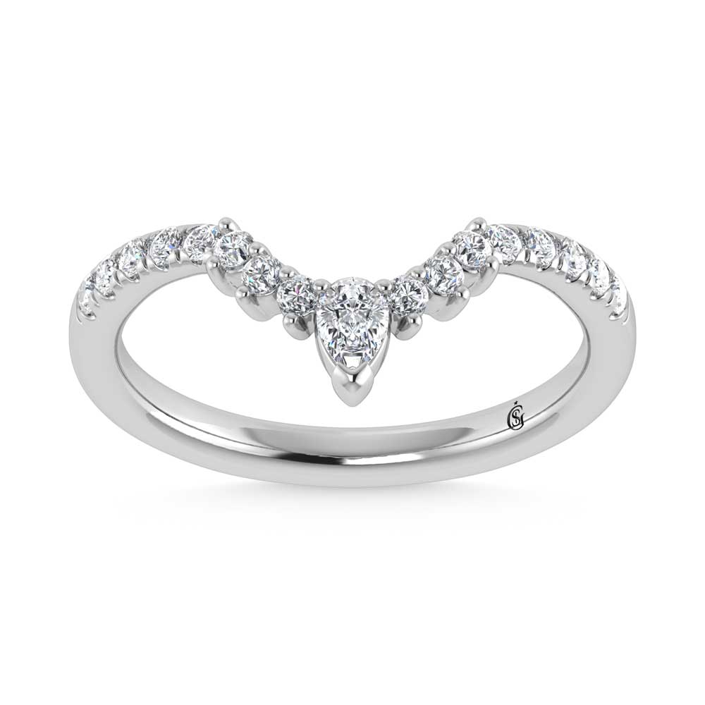 14K White Gold 1/3 Ct.Tw. Lab Grown Diamond Chevron Band