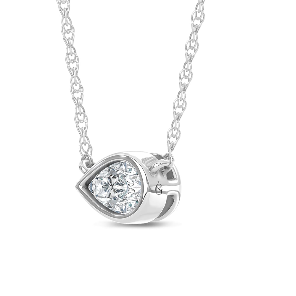 14K White Gold Lab Grown Diamond 1/2 Ct.Tw. Pear Shape Solitaire Necklace - 16 inches