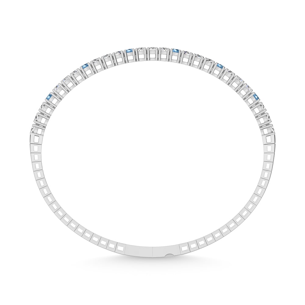 14K White Gold 1 7/8 Ct.Tw. Lab Grown Alternate 3 Blue and 1 White Diamond Flexi Bangle