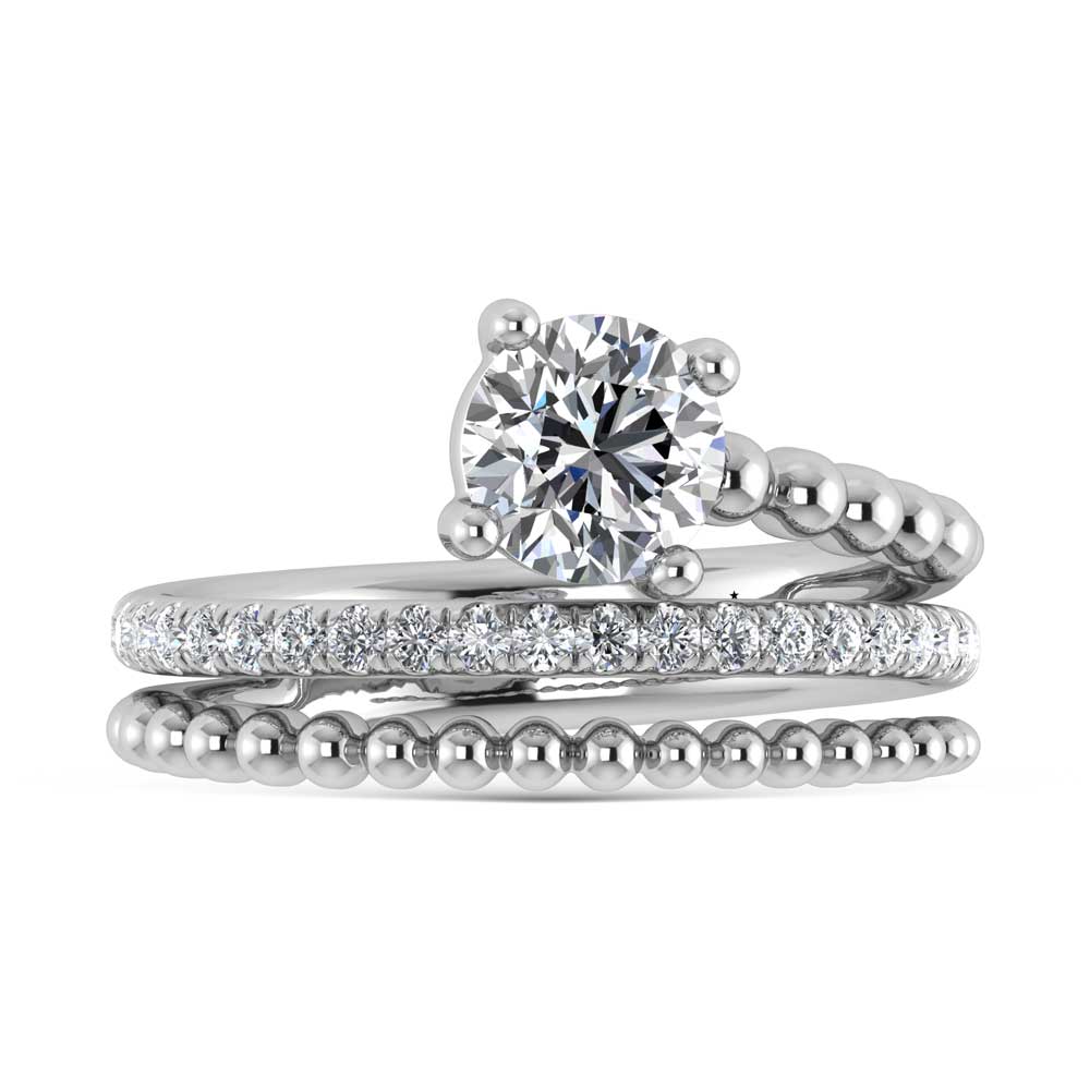 14K White Gold 1 1/4 Ct.Tw. Round Lab Grown Diamond Fashion Ring