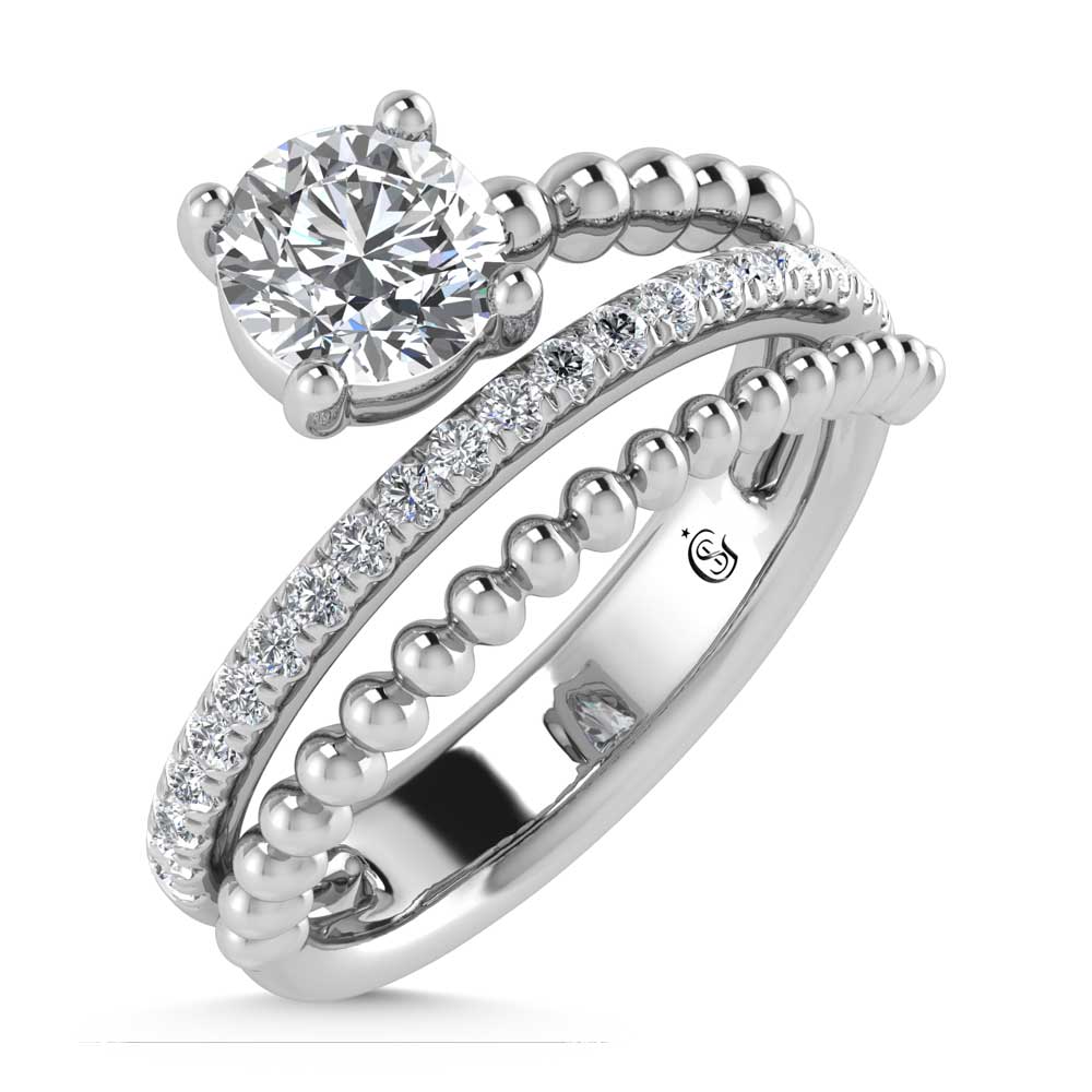 14K White Gold 1 1/4 Ct.Tw. Round Lab Grown Diamond Fashion Ring