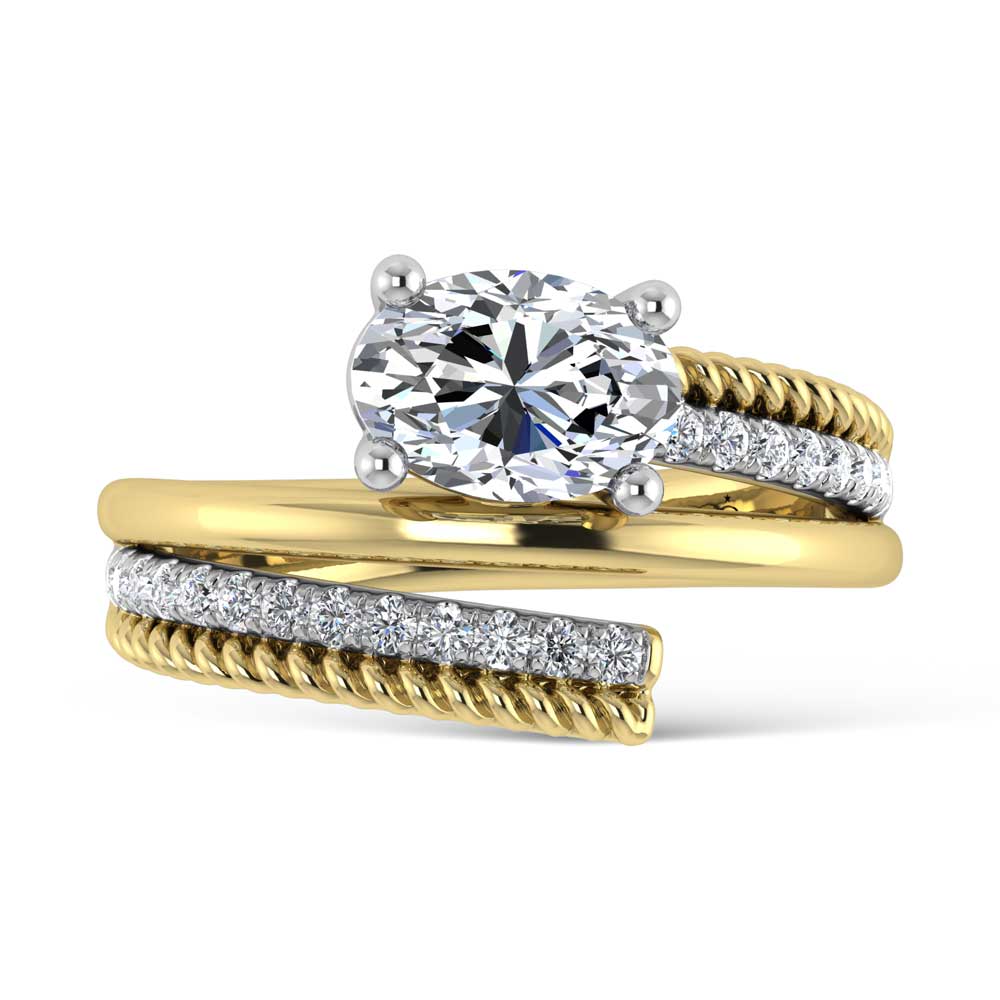 14K Yellow Gold 1 1/5 Ct.Tw. Oval and Round Lab Grown Diamond Fashion Ring