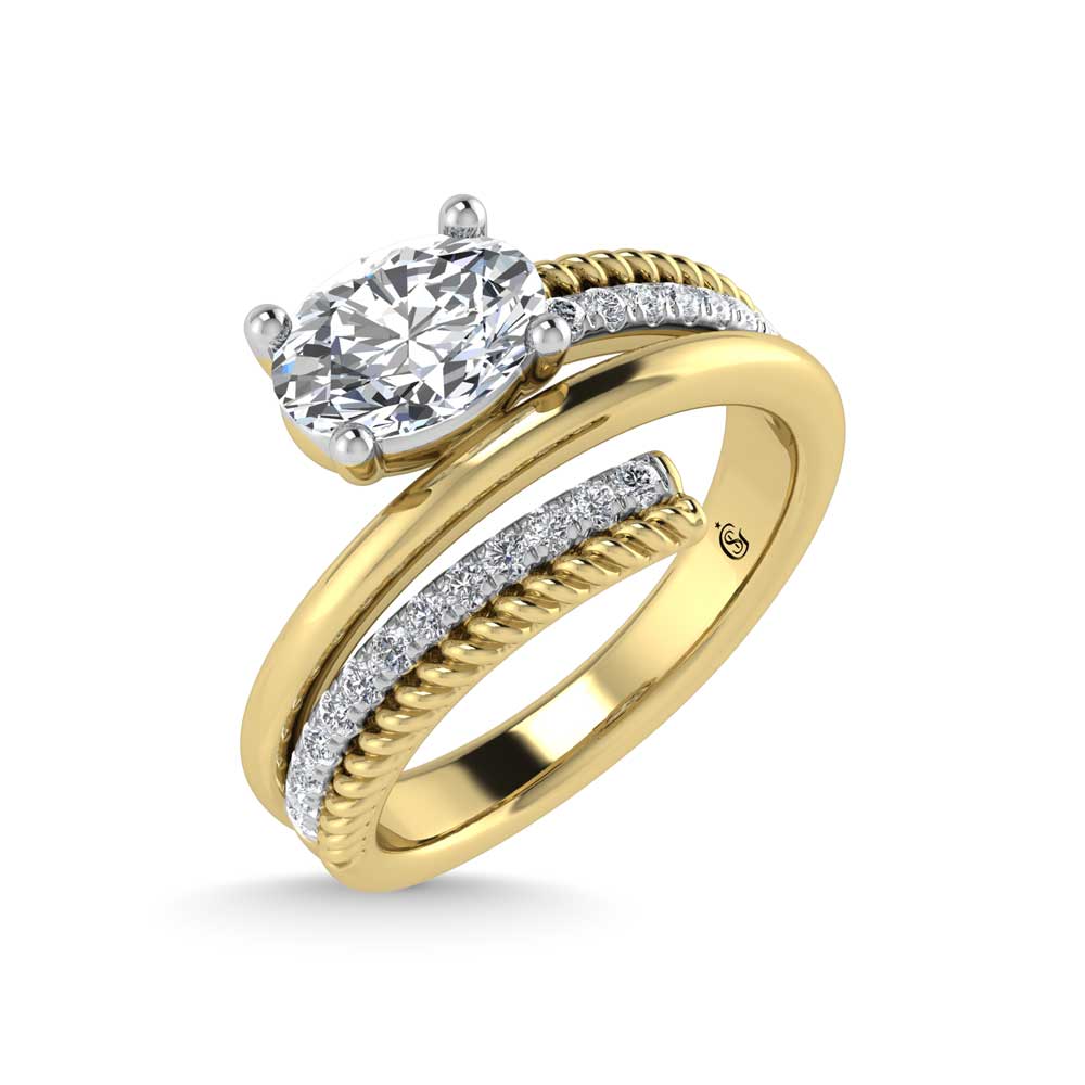 14K Yellow Gold 1 1/5 Ct.Tw. Oval and Round Lab Grown Diamond Fashion Ring