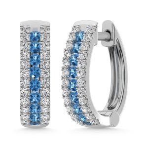 14K White Gold Lab Grown Diamond 1 Ct.Tw. Earrings (Center Row Blue Diamond)