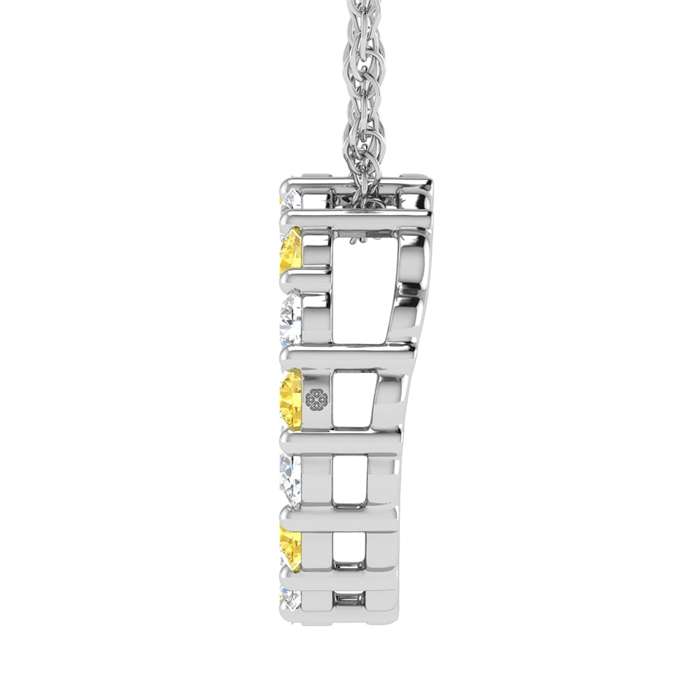14K White Gold Alternate Yellow and White Lab Grown Diamond 1/4 Ct.Tw.Circle Pendant