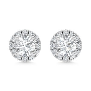 14K White Gold Diamond 5/8 Ct.Tw. Halo Stud Earrings ( Center 0.25ct)