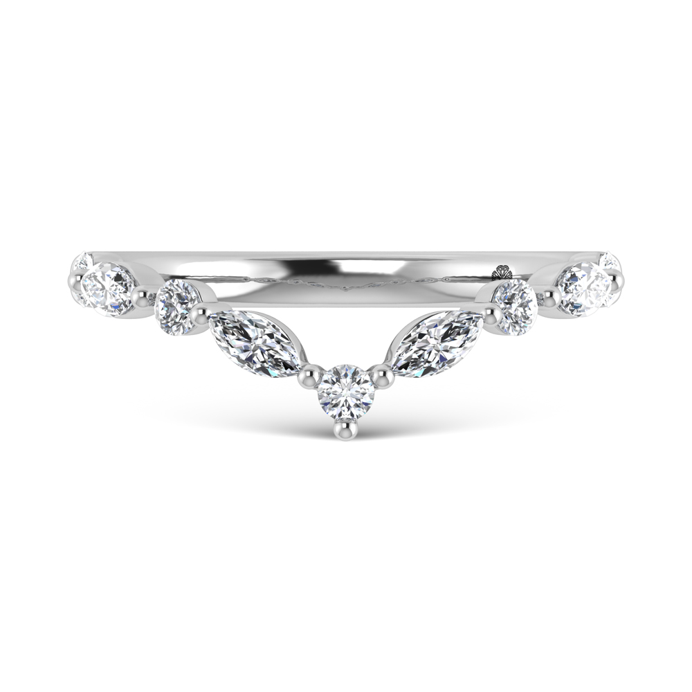 14K White Gold Lab Grown Diamond 1/2 Ct.Tw. Round and Marquse Chevron Band