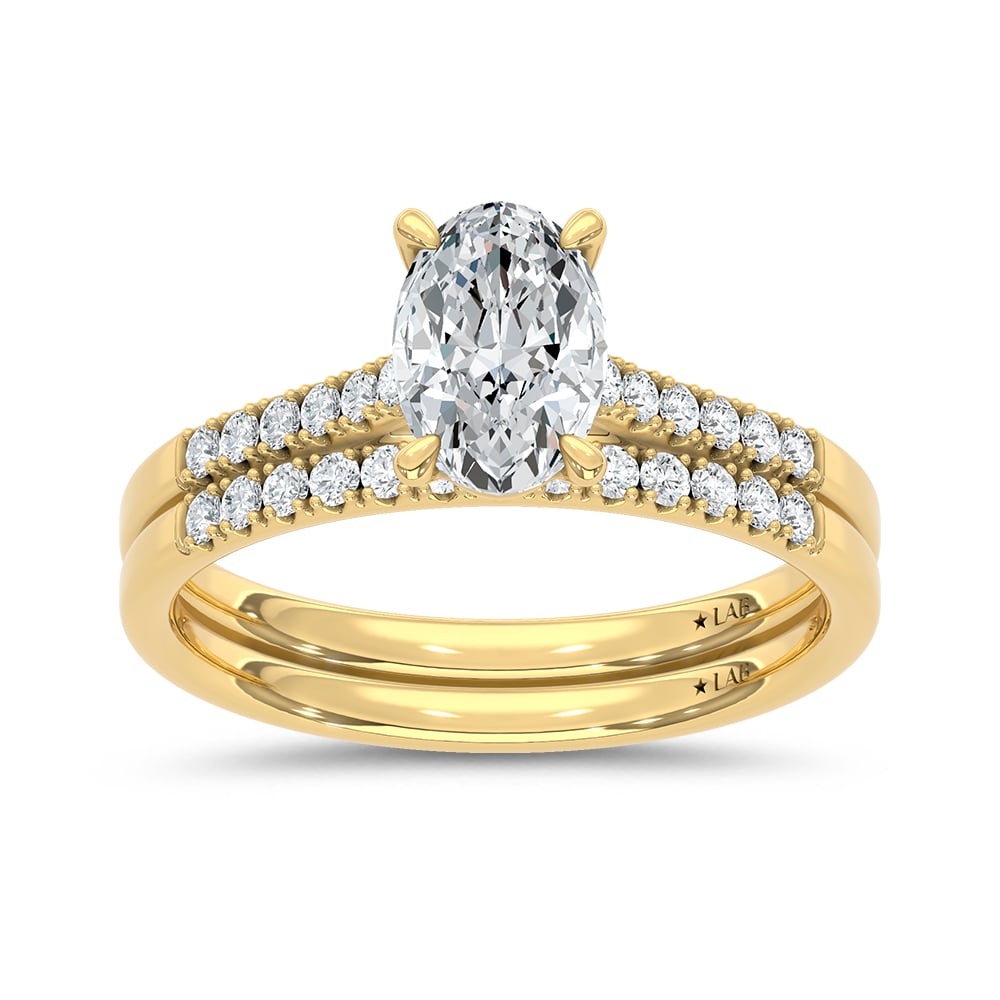 10K White Gold Lab Grown Diamond 1 1/4 Ct.Tw. Oval Shape Bridal Ring (Center 1 Ctw)
