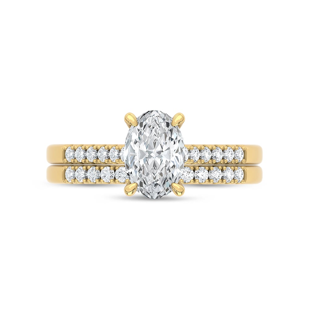 10K White Gold Lab Grown Diamond 1 1/4 Ct.Tw. Oval Shape Bridal Ring (Center 1 Ctw)