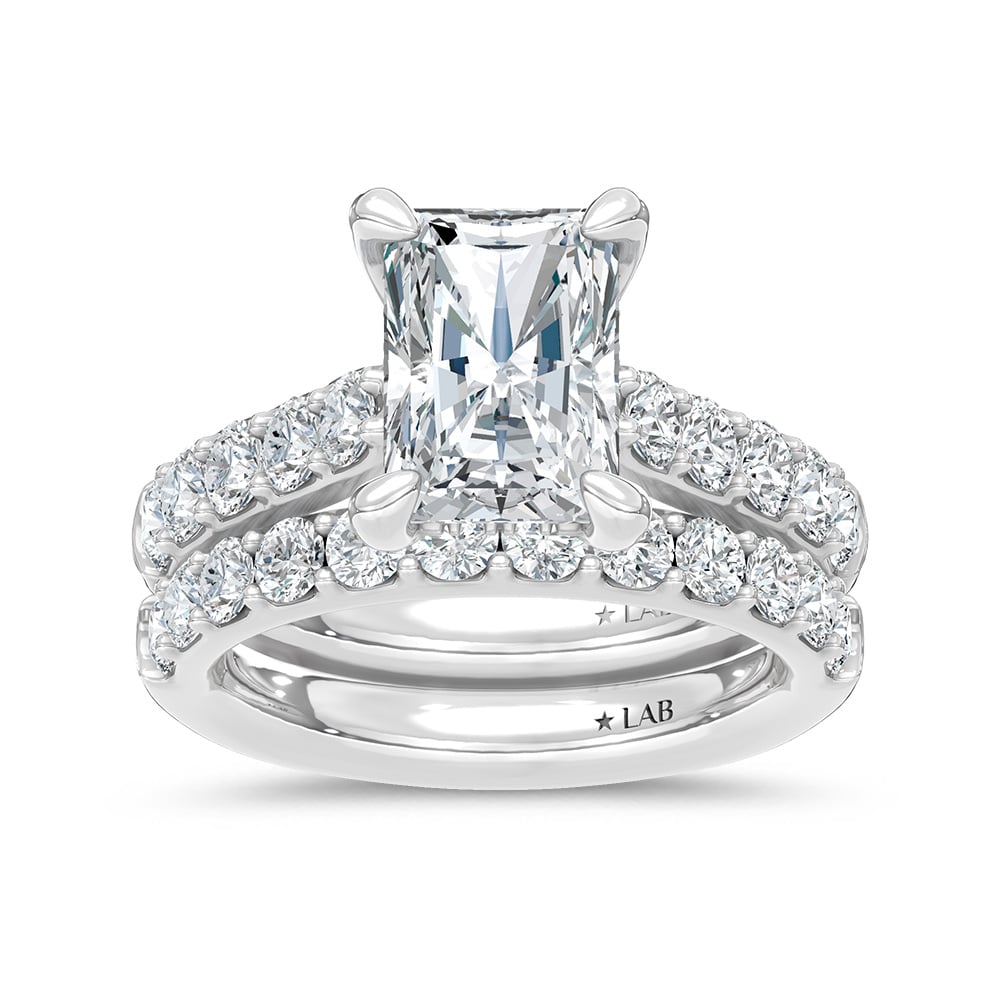 14K White Gold Lab Grown Diamond 5 Ct.Tw. Radiant Shape Bridal Ring (Center 3 Ctw)