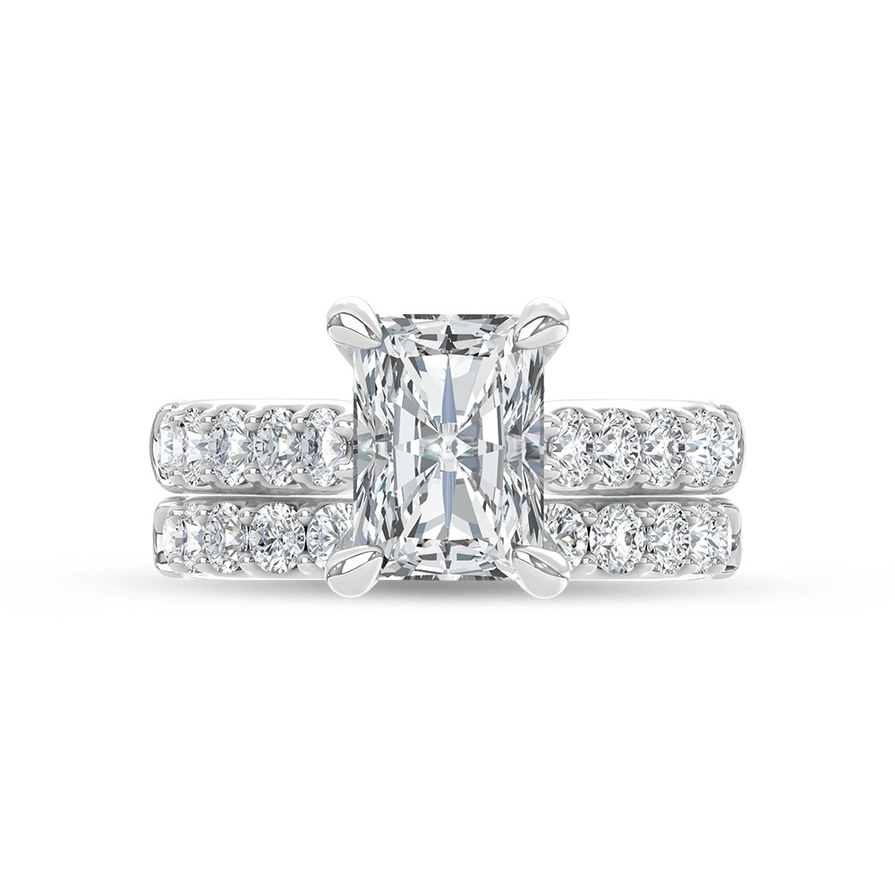 14K White Gold Lab Grown Diamond 5 Ct.Tw. Radiant Shape Bridal Ring (Center 3 Ctw)