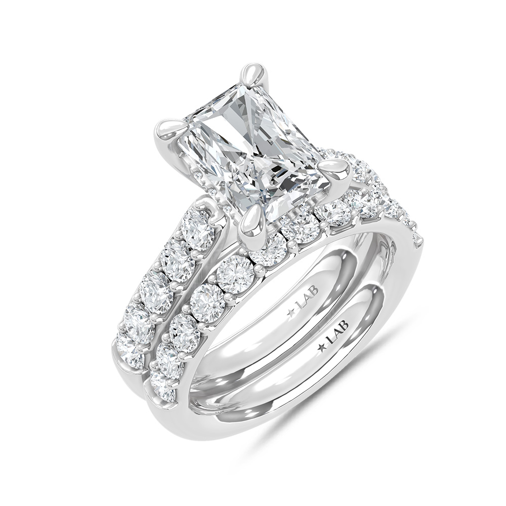 14K White Gold Lab Grown Diamond 5 Ct.Tw. Radiant Shape Bridal Ring (Center 3 Ctw)