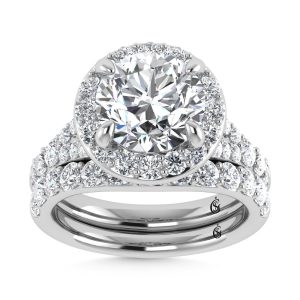 14K White Gold 4 7/8 Ct.Tw. Lab Grown Diamond Bridal Ring (IGI Certified Center 3ct)