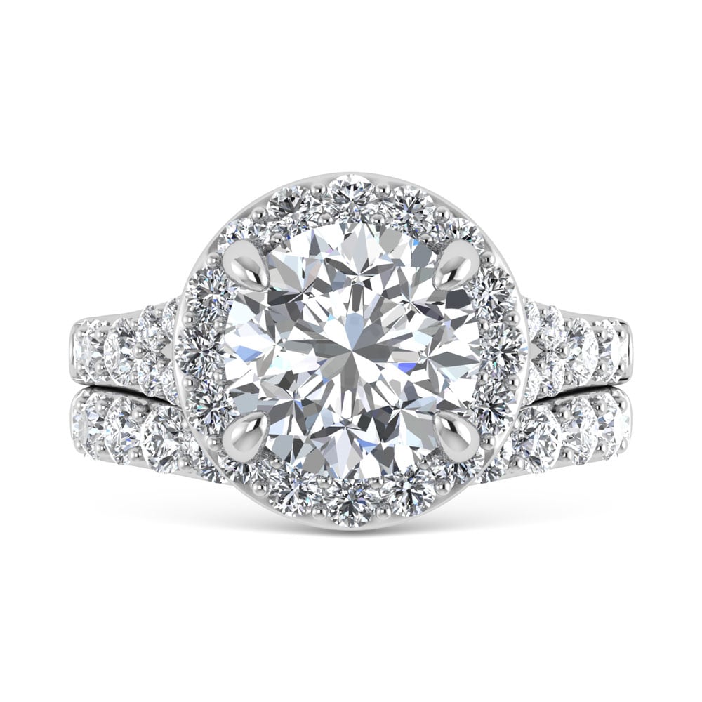 14K White Gold 4 7/8 Ct.Tw. Lab Grown Diamond Bridal Ring (IGI Certified Center 3ct)