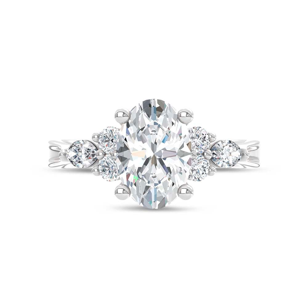 14K White Gold Lab Grown Diamond 2 1/2 Ct.T. Enagagement Ring (IGI Certified Center 2ct)