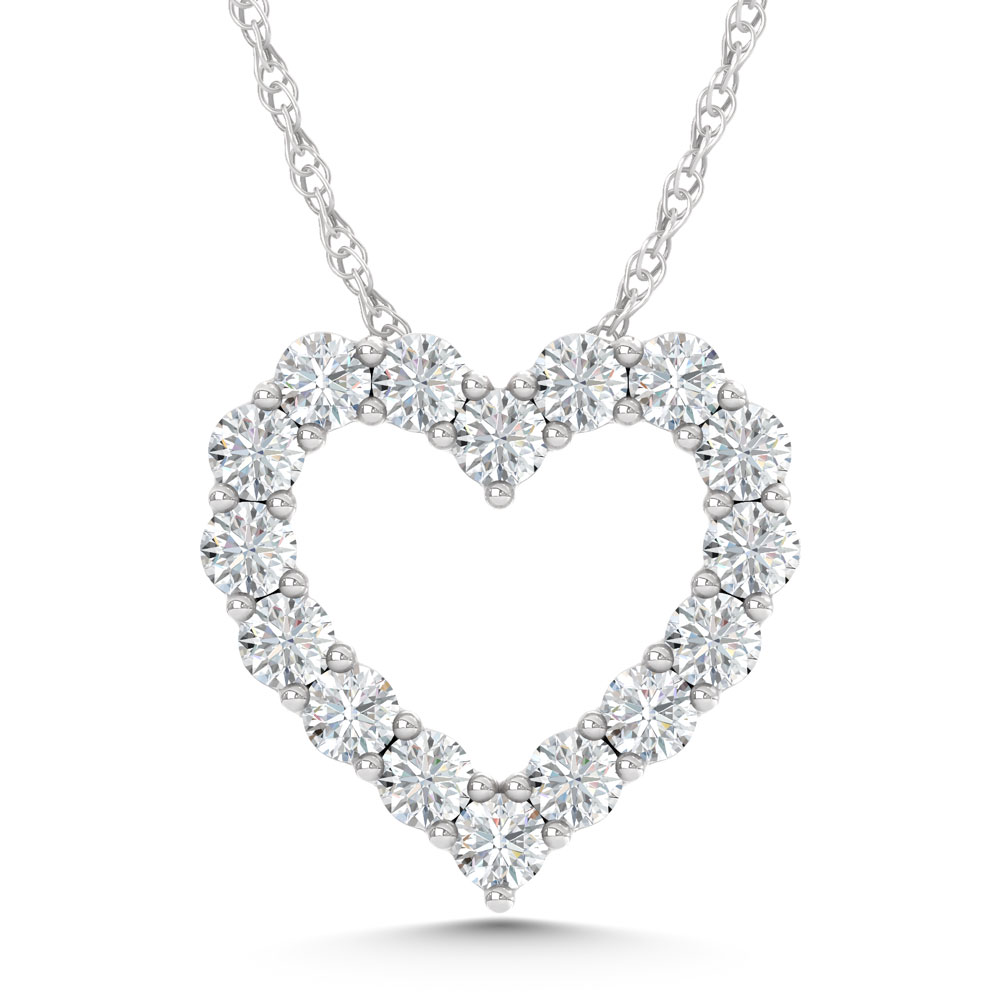 14K White Gold Lab Grown Diamond 2 Ct.Tw. Heart Pendant