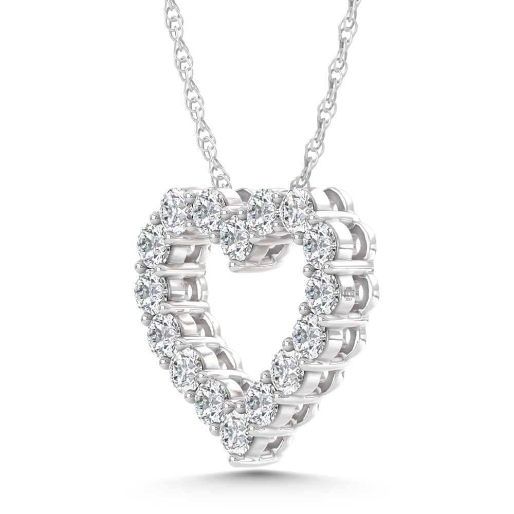 14K White Gold Lab Grown Diamond 2 Ct.Tw. Heart Pendant
