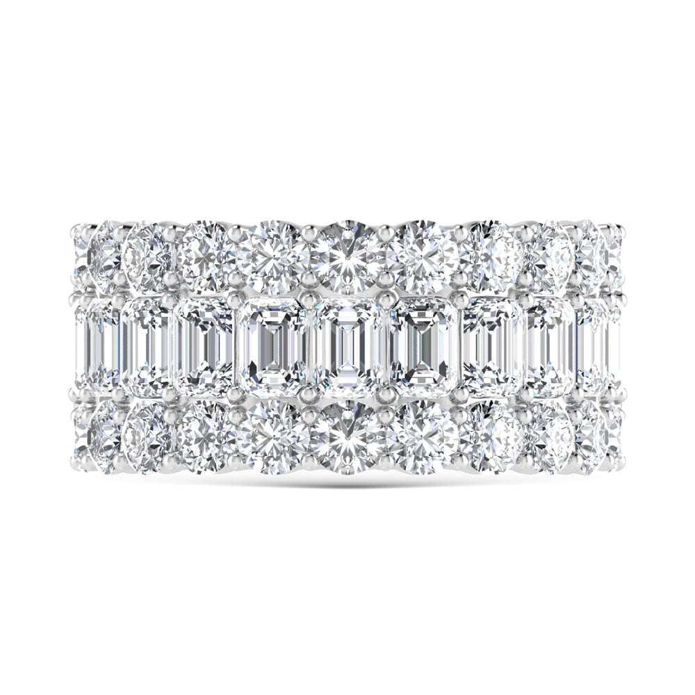 14K White Gold 3 Ct.Tw. Lab Grown Diamond Round and Emerald Cut Fashion Band