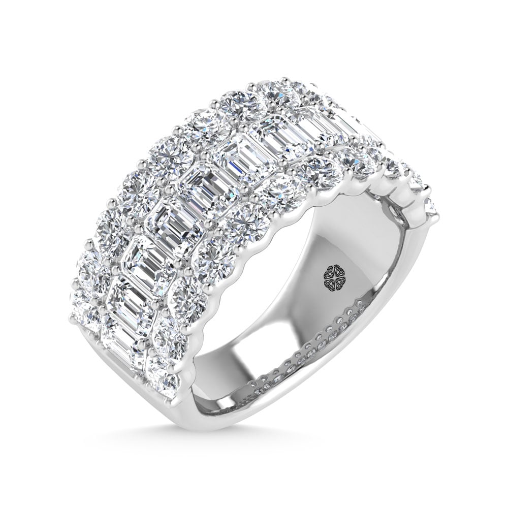 14K White Gold 3 Ct.Tw. Lab Grown Diamond Round and Emerald Cut Fashion Band