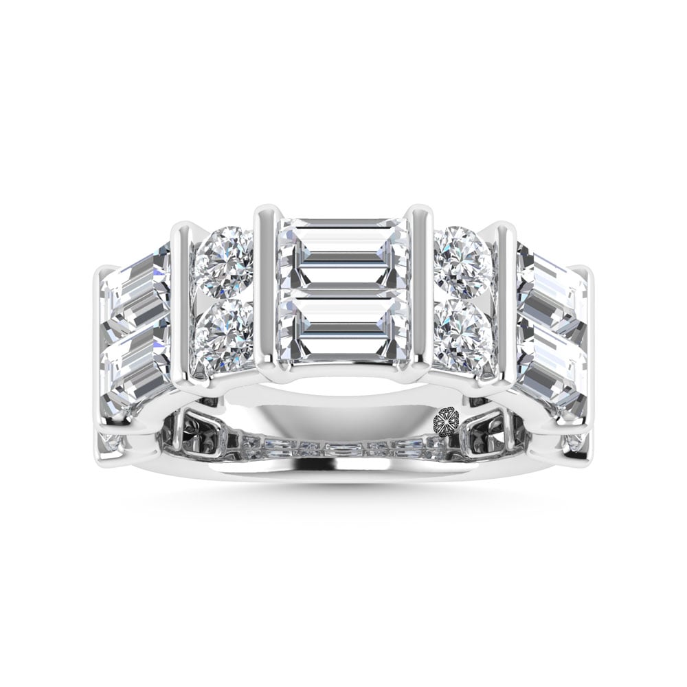 14K White Gold 3 Ct.Tw. Lab Grown Diamond Round and Baguette Cut Fashion Band