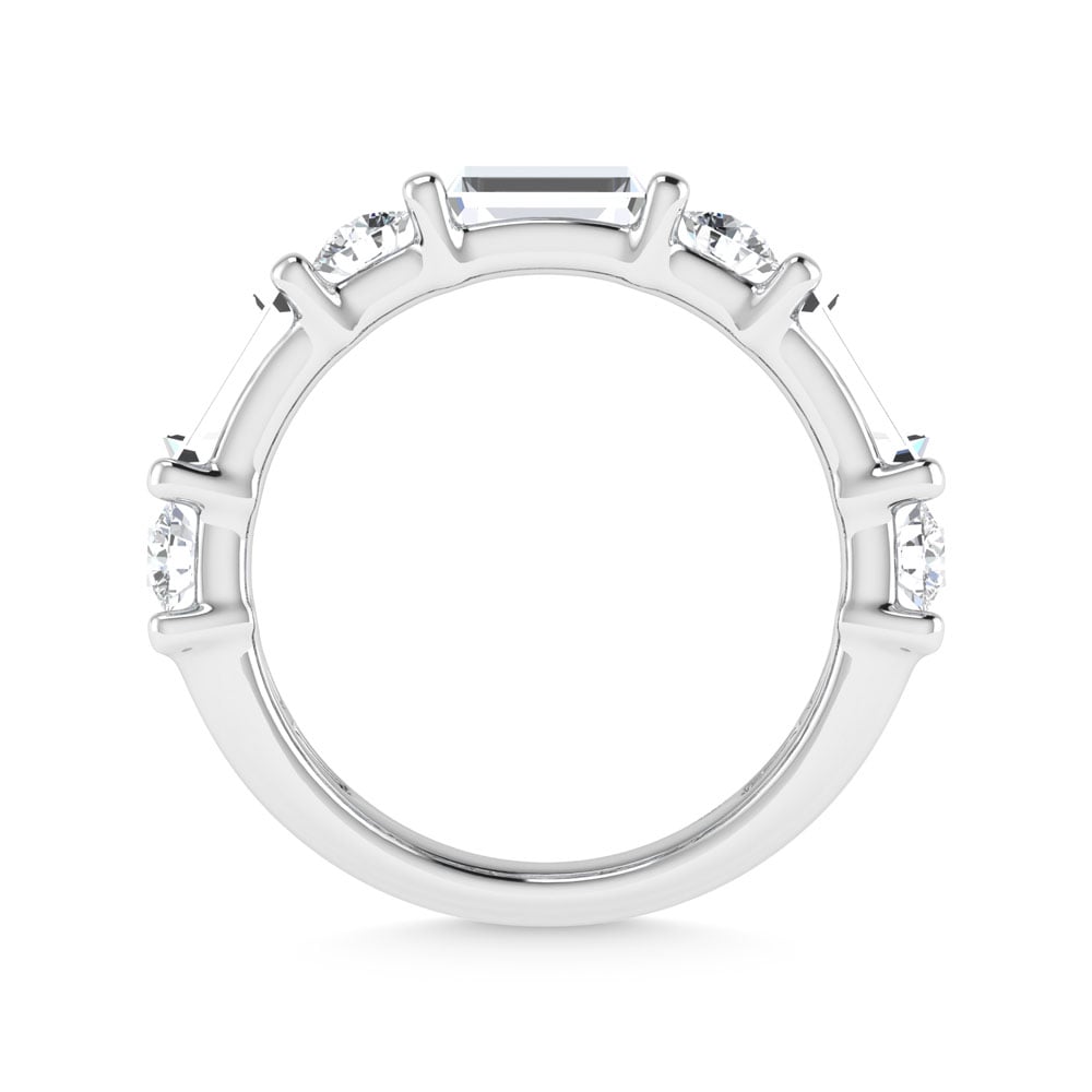 14K White Gold 3 Ct.Tw. Lab Grown Diamond Round and Baguette Cut Fashion Band