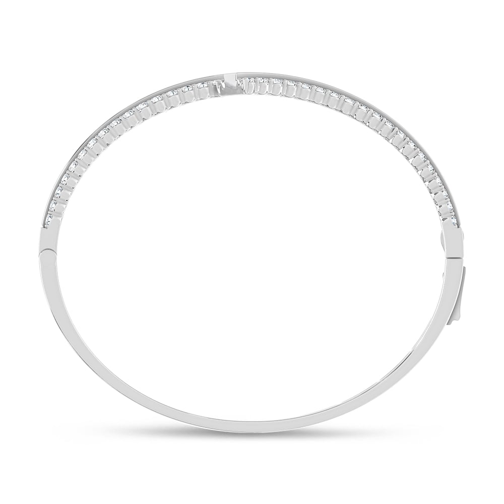 14K White Gold Lab Grown Diamond 4 1/2 Ct.Tw. Round and Tapper Fancy Bangle