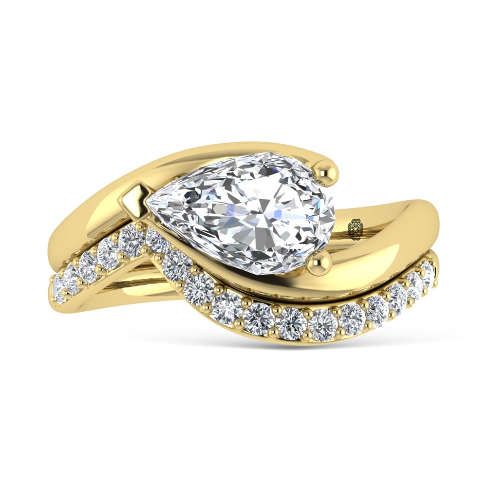 14K Yellow Gold 1 7/8 Ct.Tw. Lab Grown Diamond Pear Shape Bridal Ring (IGI Certified Center 1 1/2ct)