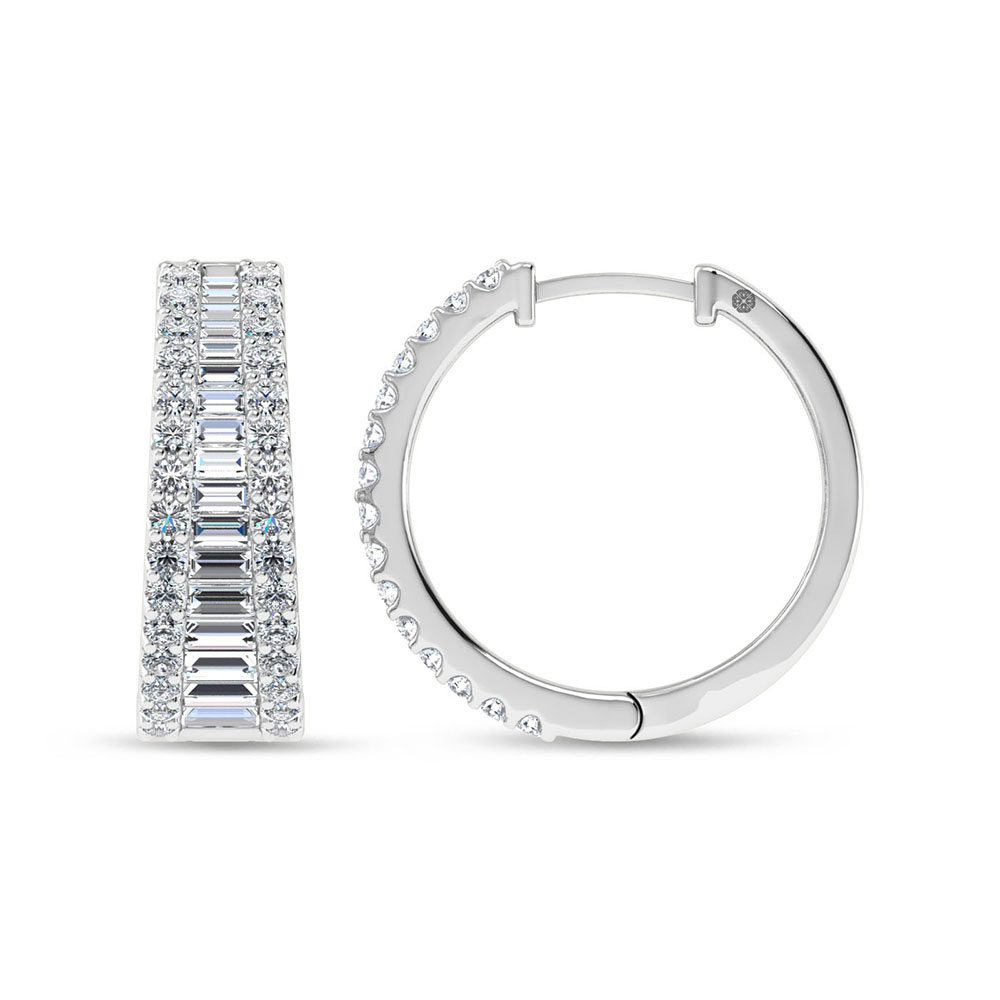 10K White Gold Lab Grown Diamond 1 1/4 Ct.Tw. Hoop Earrings