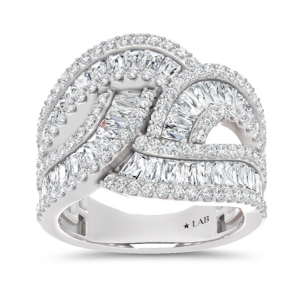 14K White Gold Lab Grown Diamond 2 3/8 Ct.Tw. Round and Tapper Fashion Ring